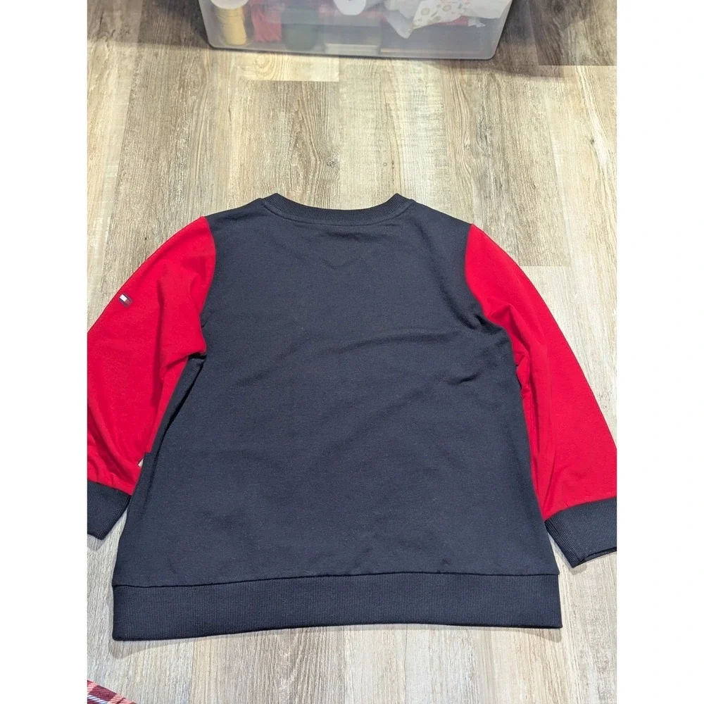 Tommy Hilfiger Mens Colorblock Crewneck Sweatshirt Red Yellow Navy - Picture 7 of 7